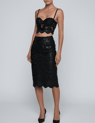 L'AGENCE Royal Vegan Leather Pencil Skirt in Black