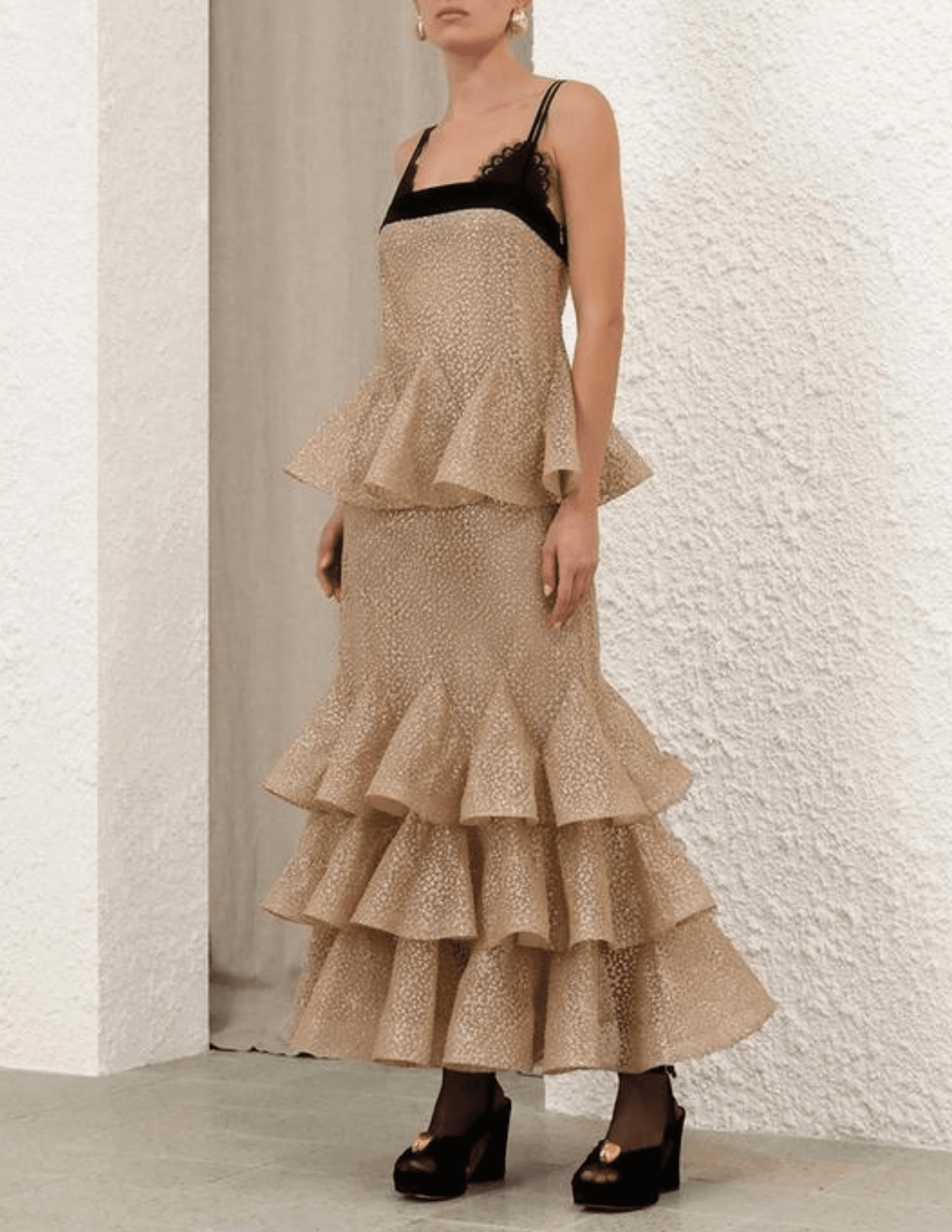 Zimmermann Pavilion Glitter Flutter Slip, Champagne, Size 0 Zimmermann Pavilion Glitter Flutter Slip, Champagne, Size 0