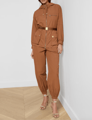 L'Agence - L'AGENCE Mariko Zipper Jogger in Fawn - Buy Online