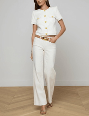 L'Agence - L'AGENCE Joanne Low Rise Wide Leg Jeans in Light Ecru - Buy Online