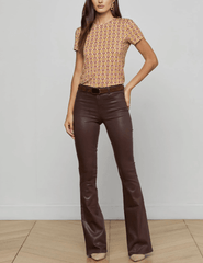 L'AGENCE Marty Ultra High Rise Flared Coated Jean in Chocolate