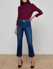 L'Agence Noya Cropped Slim Flare Jeans in Sterling