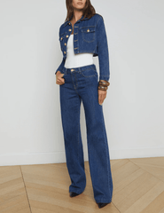 L'Agence Genevie Cropped Denim Jacket