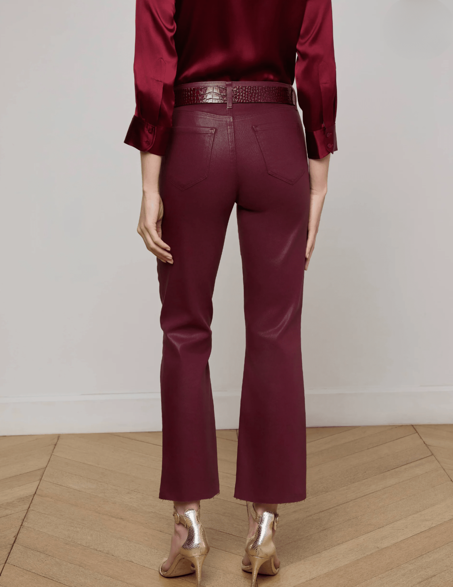 L'Agence - L’AGENCE Kendra Coated Cropped Jeans In Dark Port - Buy Online