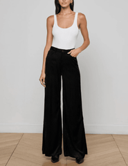 L’AGENCE Quincy Corduroy High Rise Ultra Wide Leg Jeans in Black
