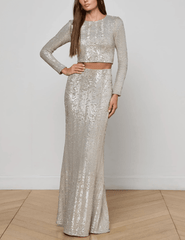 L'AGENCE Zeta Sequin Maxi Skirt