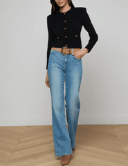 L'AGENCE Patsy Cropped Cardigan in Black