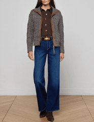 L'Agence - L'AGENCE Shilo Cable Knit Cardigan in Carafe Brown Multi - Buy Online