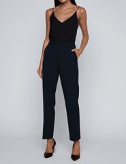 L'AGENCE Rebel Trouser in  Midnight Burgundy Pinstripe
