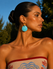 PRE-ORDER-St. Barths La Robe Adrina Seashell Earring in Turquoise and Amber