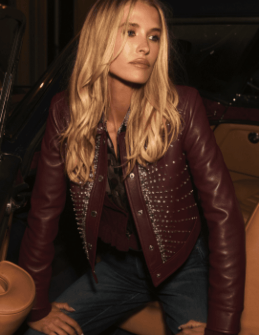 PRE-ORDER-L'AGENCE Sorrel Embellished Leather Jacket