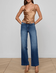 L'AGENCE Calista Cowl Neck Cami in Multi Allover Horse Bit