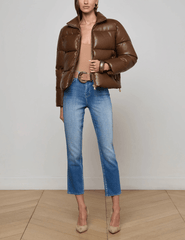 L'Agence - PRE-ORDER-L'AGENCE Larsen Vegan Leather Puffer Jacket in Carafe Brown - Buy Online