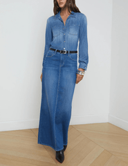 L'Agence Miriam Denim Maxi Skirt