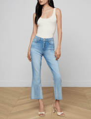 L'Agence - L'AGENCE Kendra High Rise Crop Flare Jean in Dry Ice - Buy Online