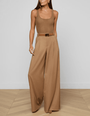 L'AGENCE Chelsy Wide Leg Pant in Dark Macchiato