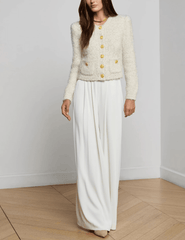 L'Agence - PRE-ORDER-L'AGENCE L'Agence Una Knit Metallic Cardigan in Ivory Gold Multi - Buy Online