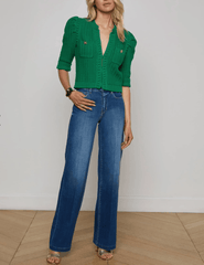 L'AGENCE Delilah Cropped Textured Cardigan