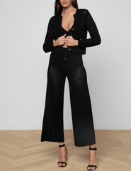 L'Agence - L'AGENCE Orla Pointelle Knit Cardigan in Black - Buy Online