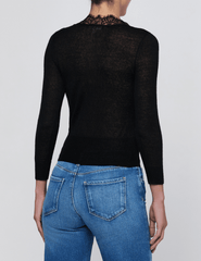 PRE-ORDER-L'AGENCE Eluna Lace Trim Cardigan in Black