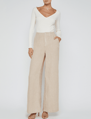 L'Agence Brie High Rise Wide Leg Linen Pan