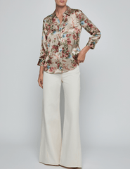 L’AGENCE Dani Three Quarter Sleeve Blouse in Multi Floral Tapestry