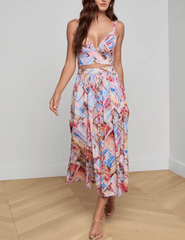 L'Agence - PRE-ORDER-L'AGENCE Kaori Bralette in Light Pink Multi Small Postcard Print - Buy Online