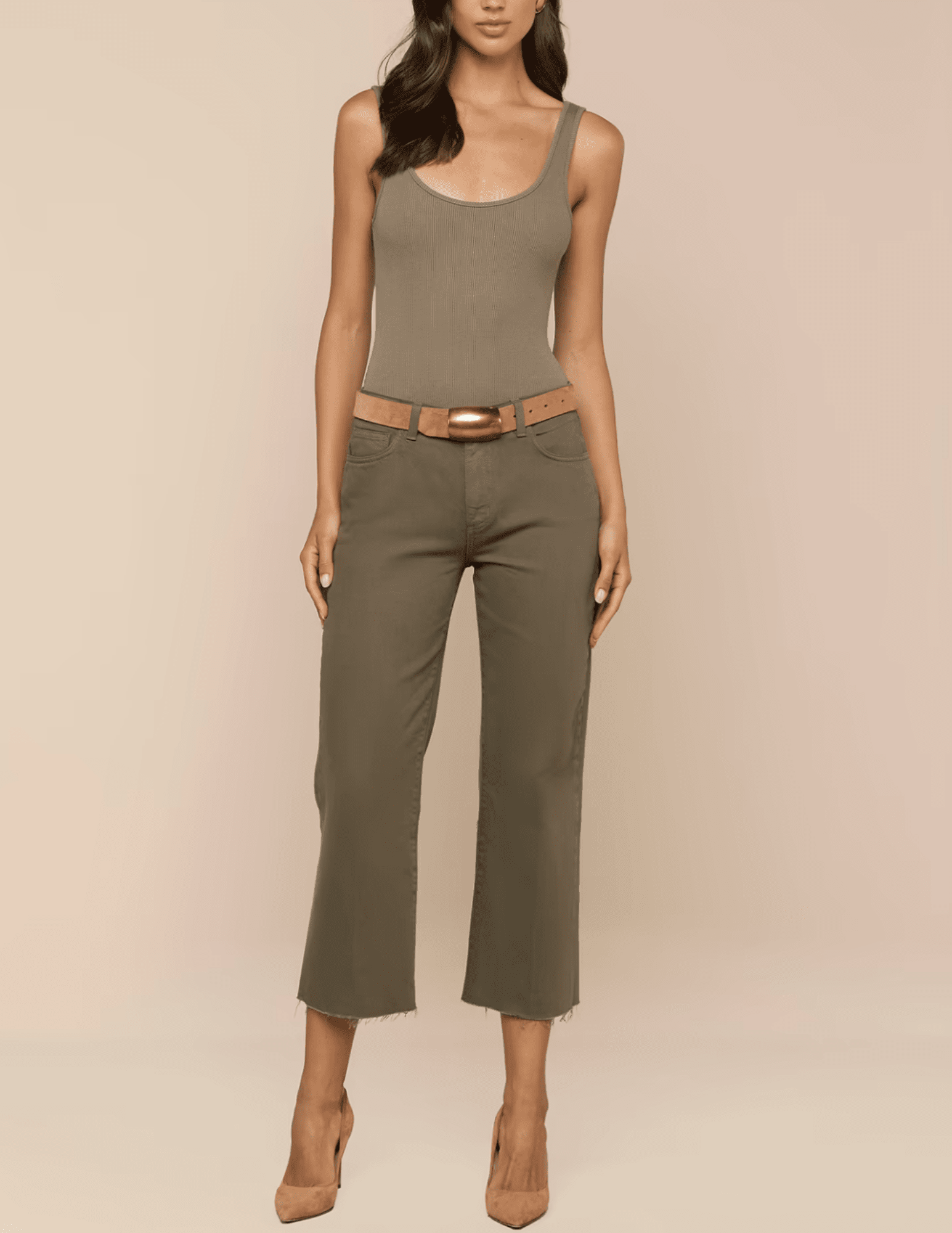 L'Agence - L'AGENCE Nica Scoop Neck Bodysuit in Smokey Olive - Buy Online