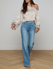L'Agence - L'AGENCE Asami Chain One Shoulder Blouse in Soft Macadamia Horsebit Chain - Buy Online