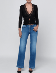 PRE-ORDER-L'AGENCE Eluna Lace Trim Cardigan in Black