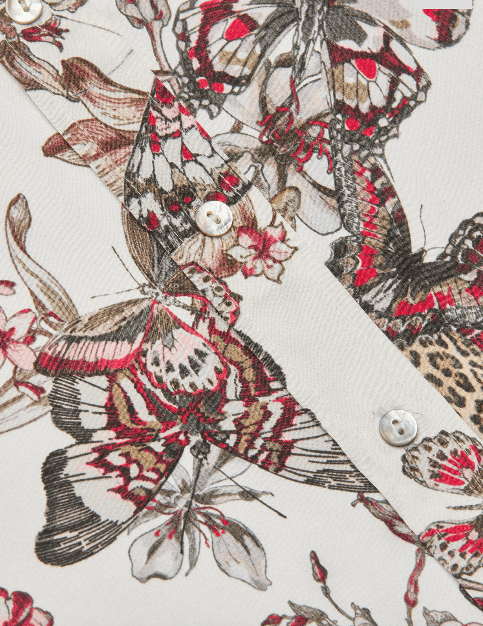 L'Agence - PRE-ORDER-L'AGENCE Dani Three Quarter Sleeve Blouse in White Multi Small Butterfly Jungle - Buy Online