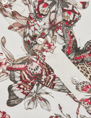 L'Agence - PRE-ORDER-L'AGENCE Dani Three Quarter Sleeve Blouse in White Multi Small Butterfly Jungle - Buy Online