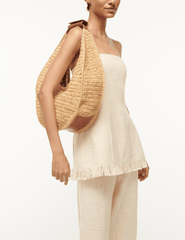 STAUD Large Moon Raffia Tote Bag