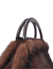 PRE-ORDER-Fleur de Camélia Daria Mink Top Handle Bag in Chocolate