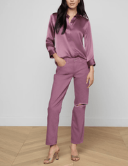 L'Agence - PRE-ORDER-L’AGENCE Dani Three Quarter Sleeve Blouse in Dusty Orchid - Buy Online
