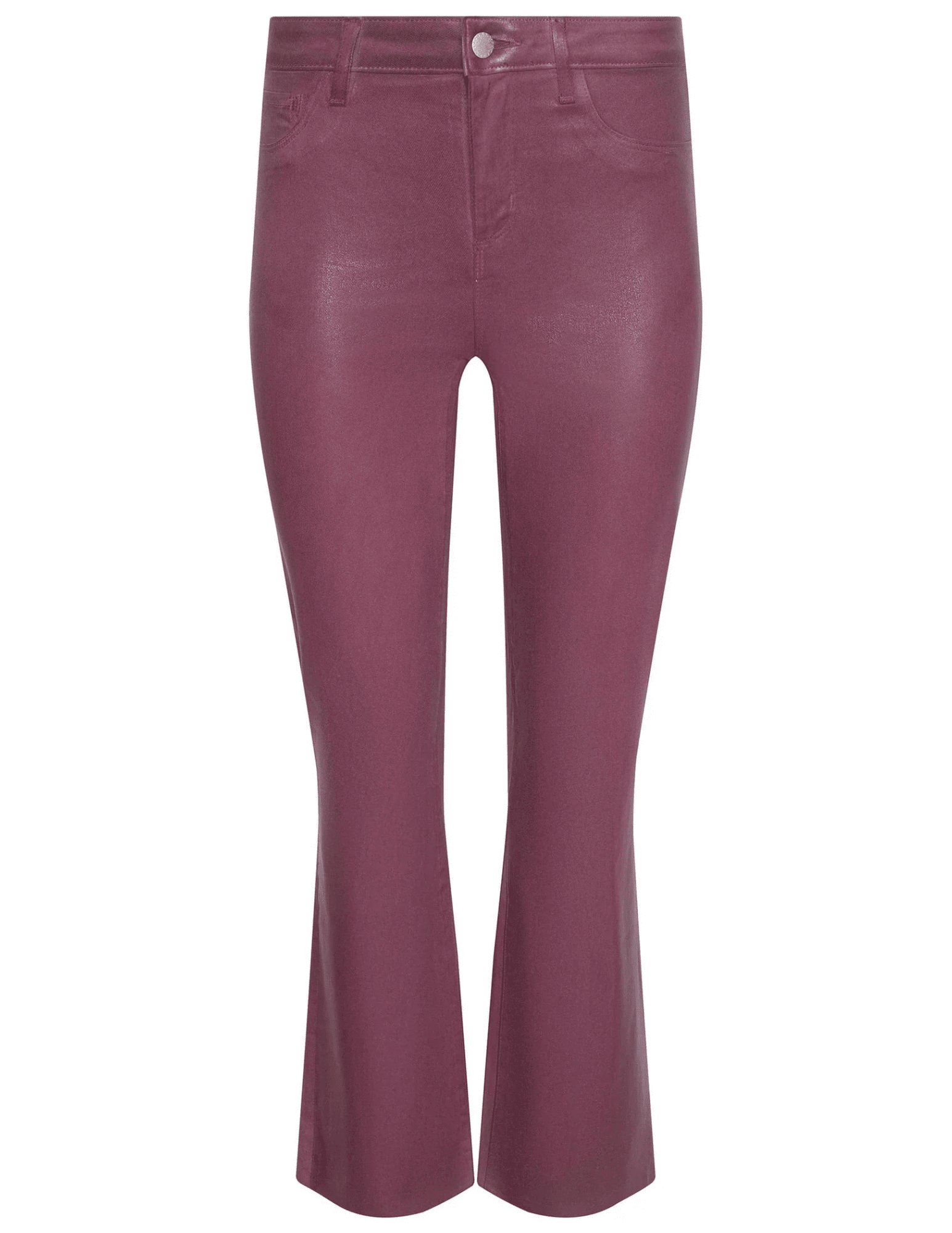 L'Agence - L'AGENCE Kendra High Rise Cropped Coated Jeans in Deep Mauve - Buy Online