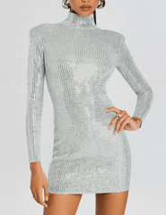 Retrofête Aisling Embellished Turtleneck Mini Dress