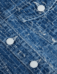 L'Agence Koda Cropped Textured Denim Jacket