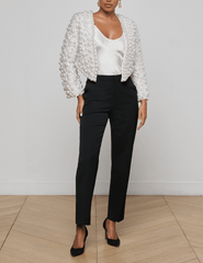 L'Agence - PRE-ORDER-L'AGENCE Belle Pearl Cropped Oversized Jacket in Ivory - Buy Online