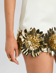 Retrofête Gitte Embellished Mini Skirt in Cream