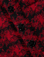 PRE-ORDER-L’AGENCE Aya Tweed Midi Dress in Red and Black Houndstooth