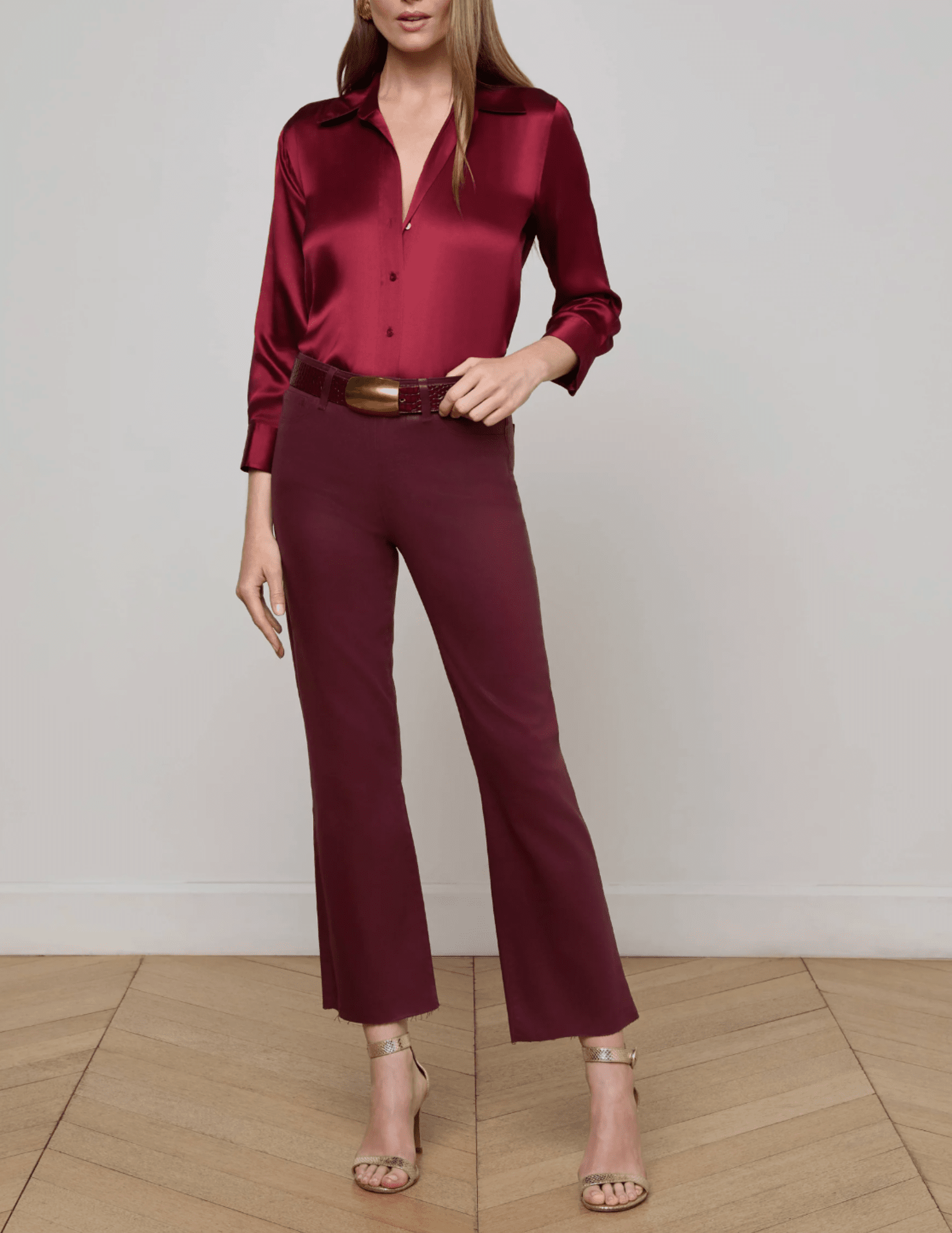 L'Agence - L’AGENCE Kendra Coated Cropped Jeans In Dark Port - Buy Online
