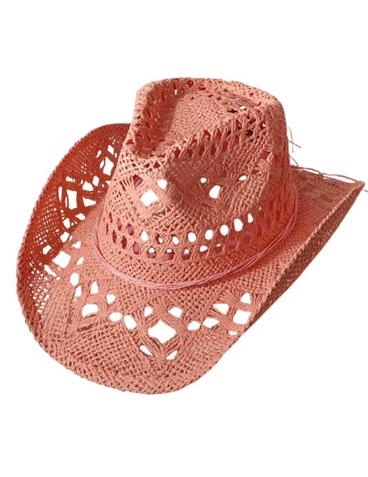 St. Barths La Robe - St. Barths La Robe Libby Straw Western Hat in Coral - Buy Online