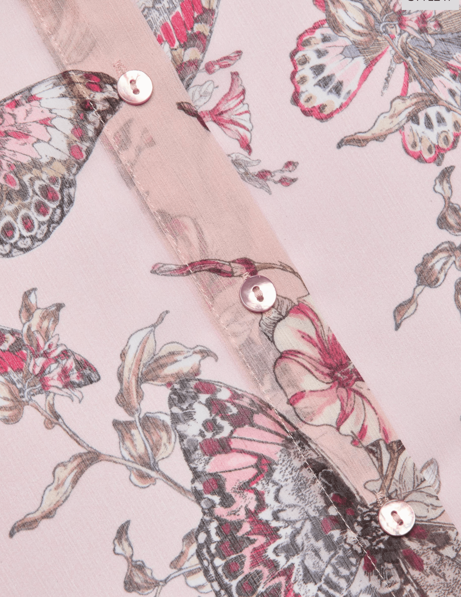 L'Agence - L'AGENCE Laurent Long Sleeve Blouse  in Light Nectar Pink Small Multi Butterfly Jungle - Buy Online