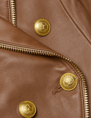L'Agence - PRE-ORDER-L'Agence Ottilie Zipper Trim Leather Blazer in Soft Cognac - Buy Online