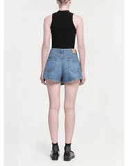 Simkhai Molly Asymmetrical Denim Skort