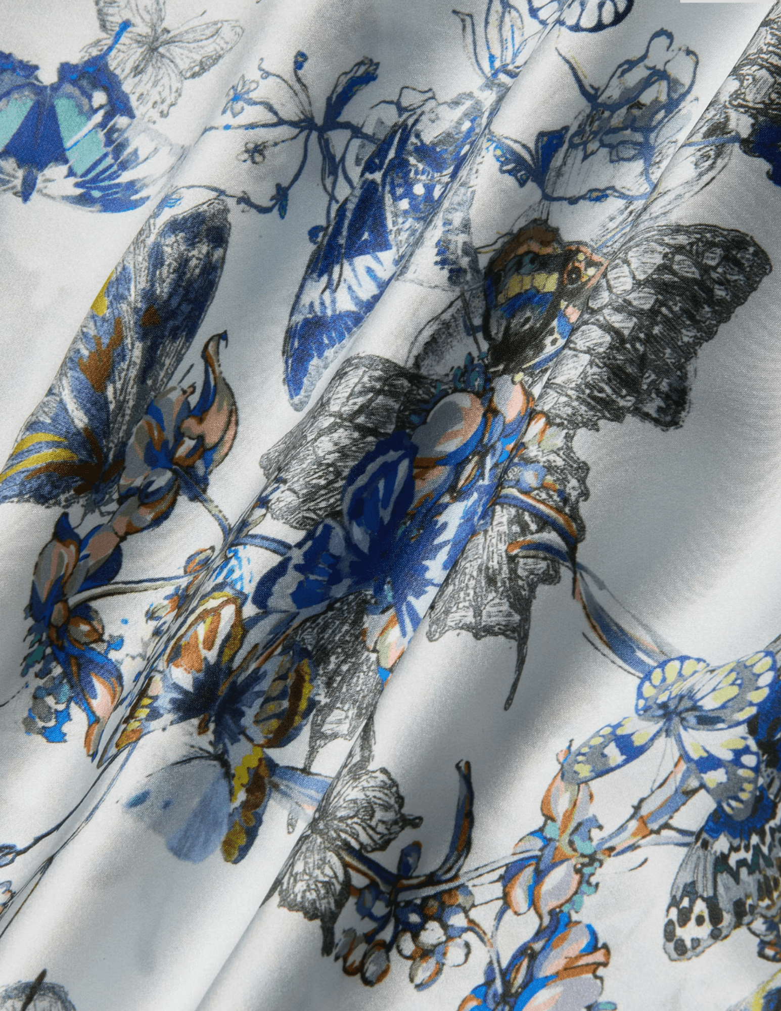 L'Agence - PRE-ORDER-L'AGENCE Lillian Silk Wide Leg Pant in Grey Multi Watercolor Butterfly - Buy Online