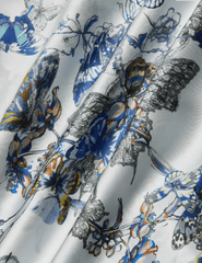 L'Agence - PRE-ORDER-L'AGENCE Lillian Silk Wide Leg Pant in Grey Multi Watercolor Butterfly - Buy Online
