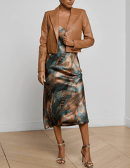 PRE-ORDER-L'AGENCE Dulcie Whipstitch Leather Blazer in Soft Cognac