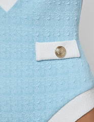 PRE-ORDER-L'AGENCE Lisa Plunge One Piece Swimsuit in Powder Blue